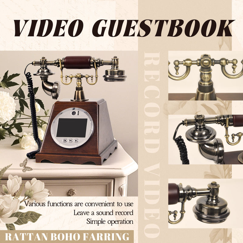 Customized Retro Wedding Audio Video Guestbook ABS Plastic Banquet Party Guest Blessing Sign-In Book Customized Voice Message