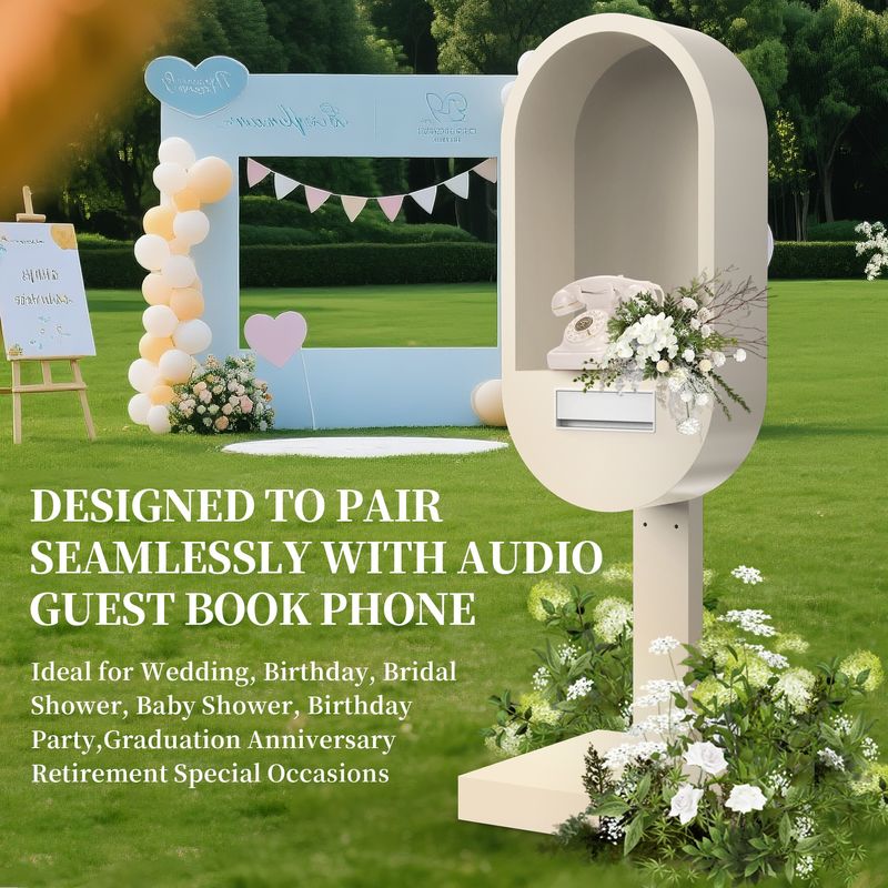 Premium Metal Wedding Telephone Booth with Audio/Video Guestbook Recording System